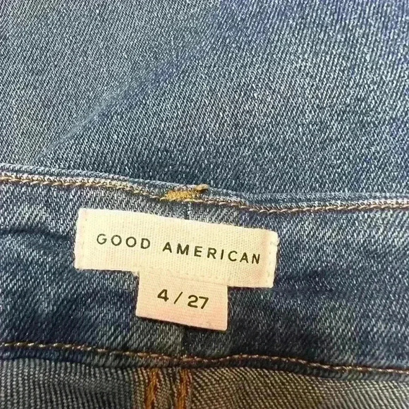 GOOD American Good Straight Legs  Raw Hem High Waist Jeans Size 4/27 - Picture 9 of 10